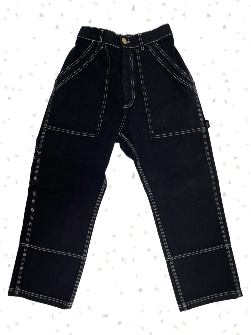 Big Bud Press Black PETITE Carpenter Jean Denim Workpant Contrast Stitch Size XS